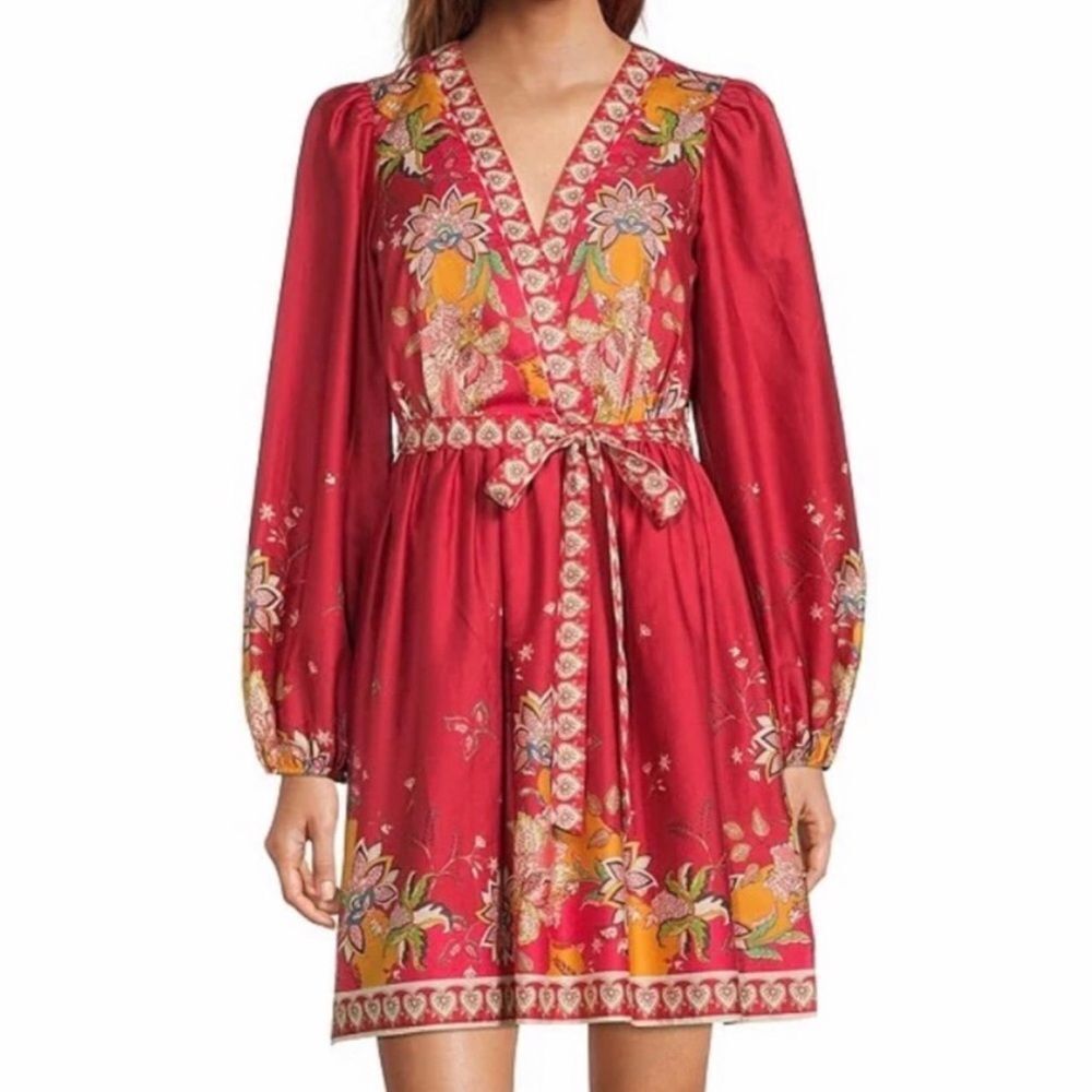 ANTONIO MELANI Red Floral Long Sleeve Dress